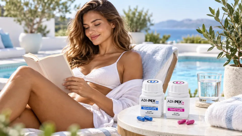 ADI-PEX-Kapseln neben beiden Packungen